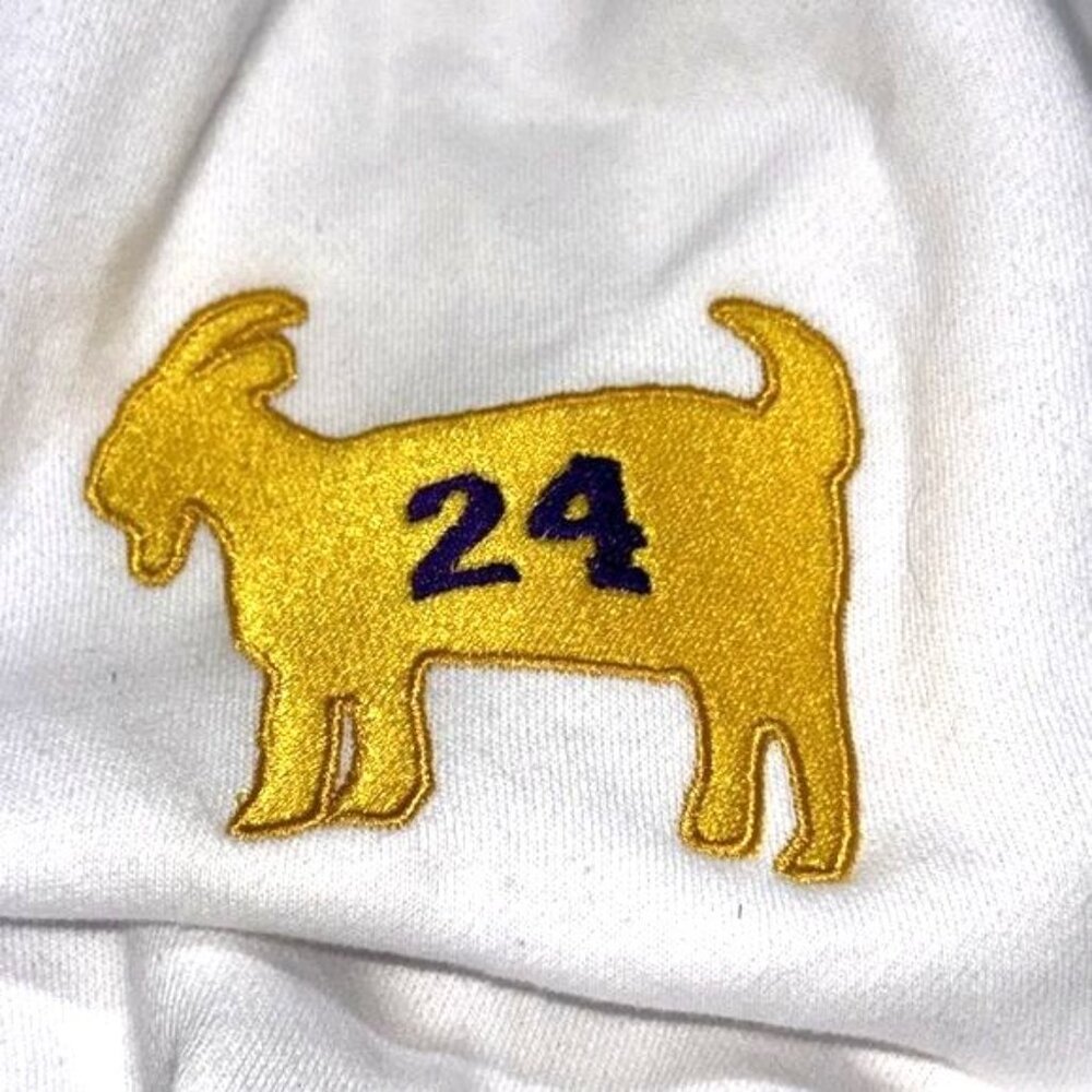 Kobe Bryant Tribute Hoodie 2XL White With Basketball & Halo Embroidery By Indepe - Picture 5 of 10